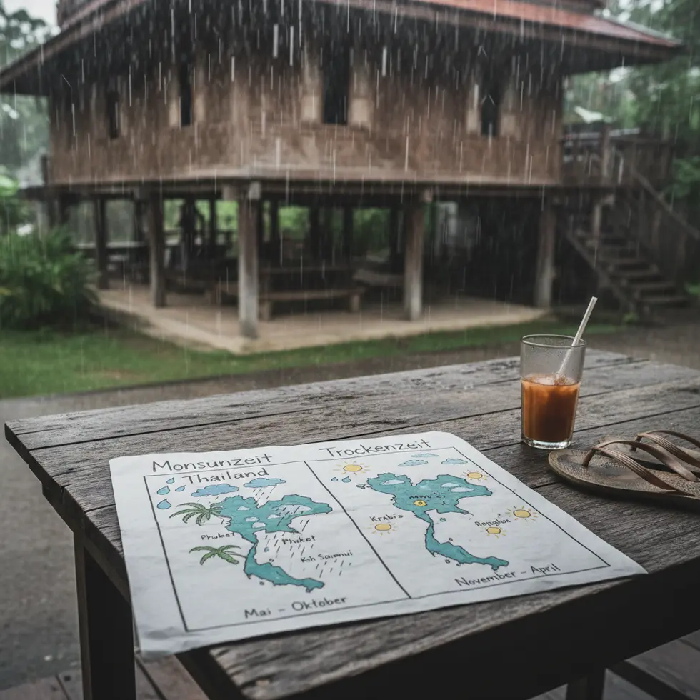 Tabelle Vergleich Thailand Regenzeit und Trockenzeit
