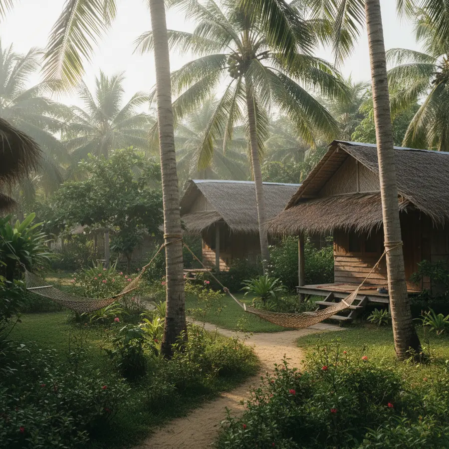 Abseits vom Trubel auf den Koh Yao Inseln in Thailand, ruhige Gartenanlage