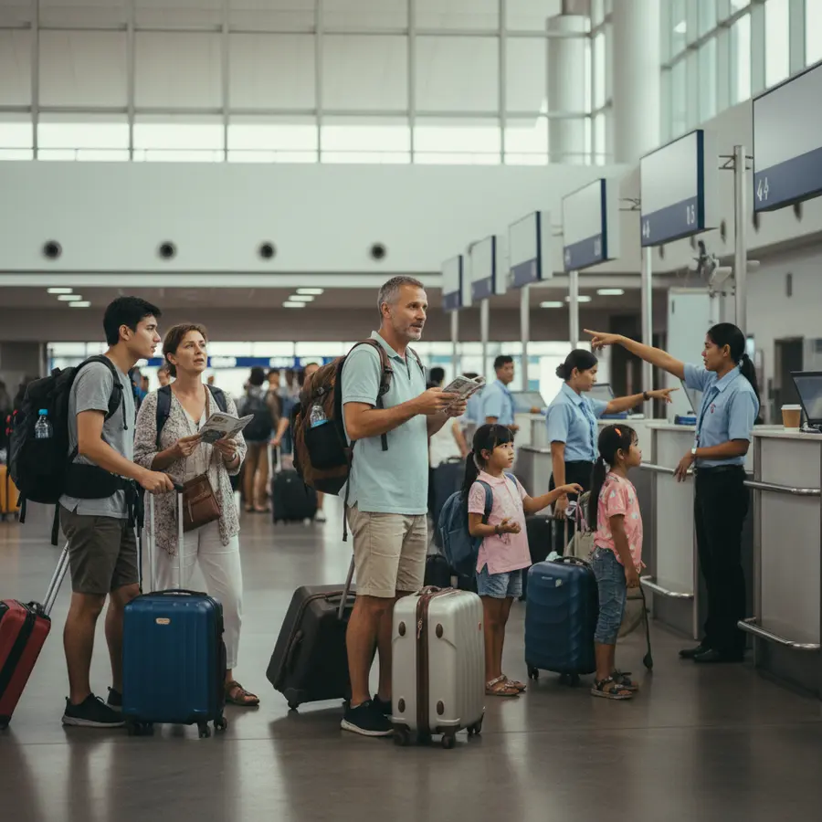 Ankunft am Phuket Airport: Echte Tipps für den Transfer zum Hotel ohne Stress - Photo Ankunft am Phuket Airport: Reisende suchen entspannt Transfers zum Hotel