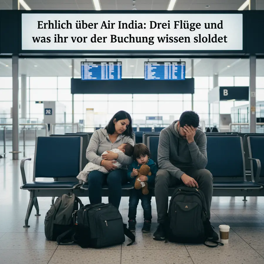Ehrlich über Air India: Drei Flüge und was ihr vor der Buchung wissen solltet - Photo Ehrlich über Air India: Reisende mit Kindern vor Flug am Flughafen-Gate
