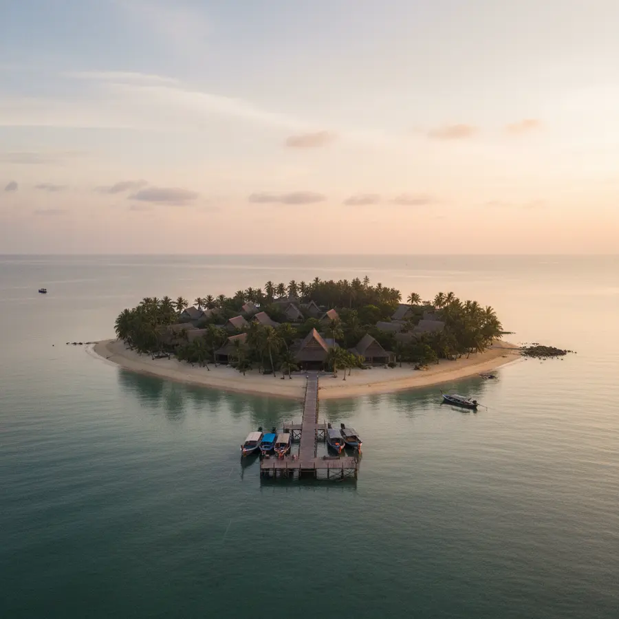 Ein Tag auf Coconut Island Warum ich den Ausflug wieder machen würde - Photo Luftaufnahme von Coconut Island – Ein Tag auf Coconut Island im Morgengrauen