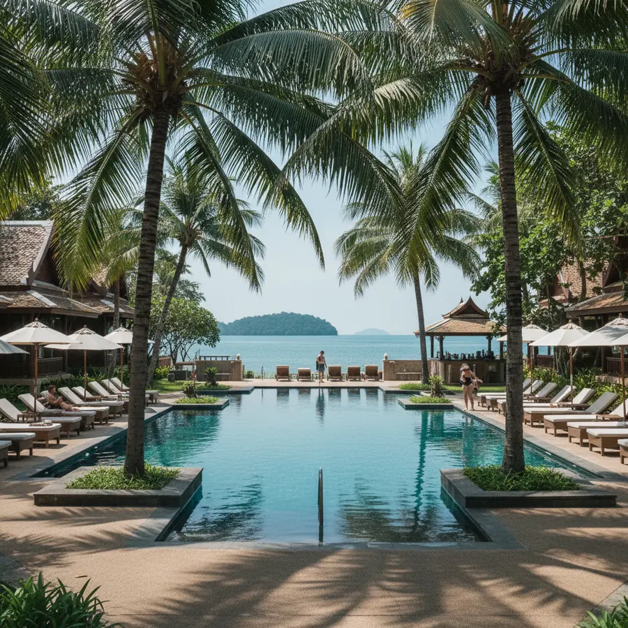 Meine 5 Tage im Santhiya Koh Yao Yai Resort & Spa: Was mich wirklich überrascht hat - Photo Santhiya Koh Yao Yai Resort & Spa Poolbereich im Schatten bei Sonnenschein