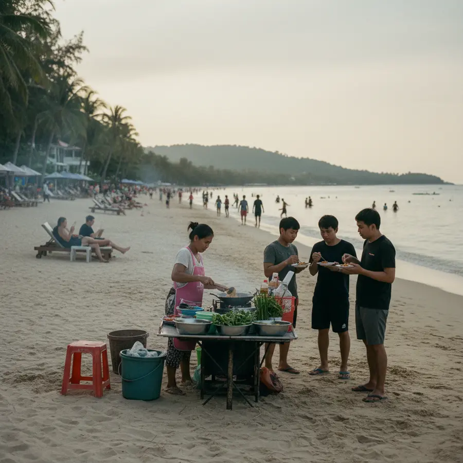 Restaurant am Chaweng Beach Koh Samui mit thailändischer Straßenküche am Strand