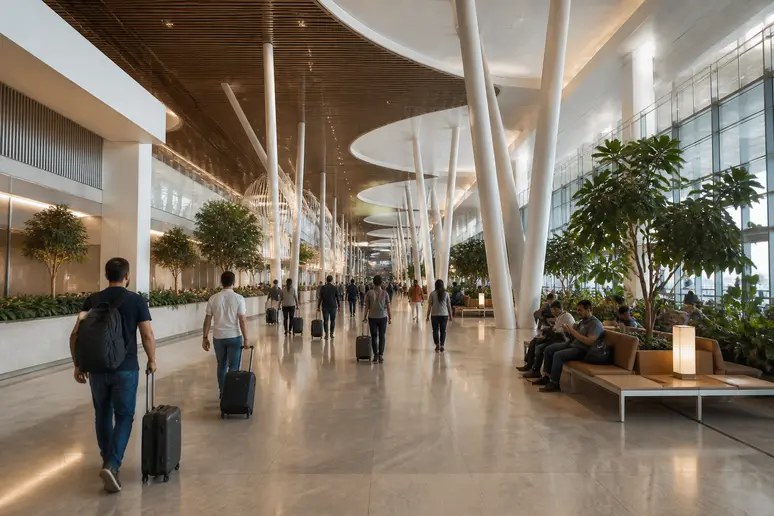 Das moderne und geräumige Terminal des Flughafens Bahrain International bietet Reisenden Komfort und Effizienz während des Umstiegs.