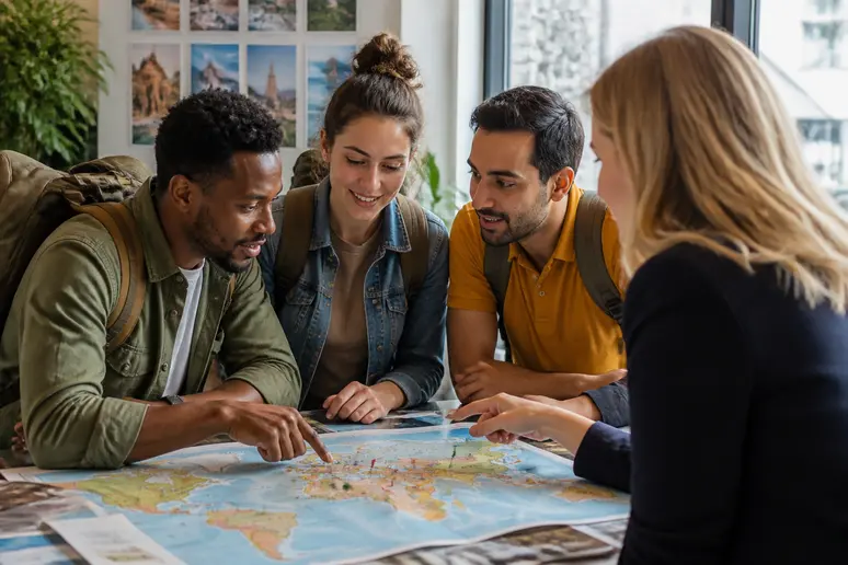 Reisende planen ihre Tour nach Sri Lanka und besprechen impfungen sri lanka bei reisemedizinischer Beratung