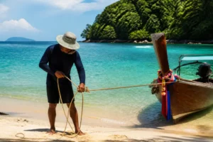 Ein authentischer Koh Kradan Reiseführer zeigt die malerische Küste und das kristallklare Wasser im Nationalpark.