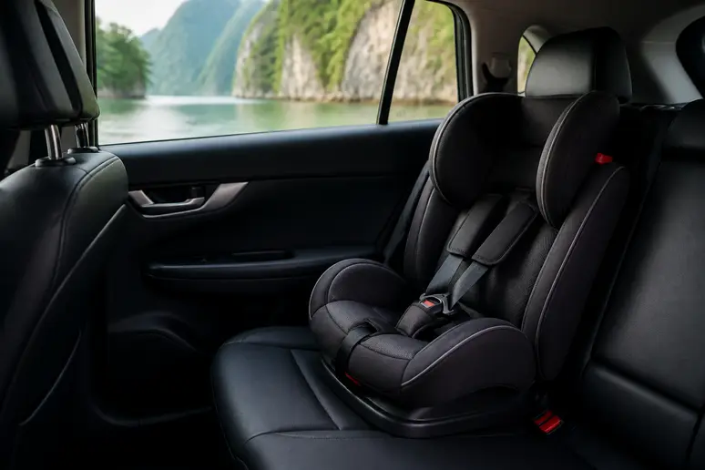 Sicherer Kindersitz im Auto für die Routenplanung in Thailand mit Kindern