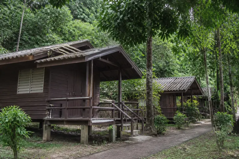 Staatliche Bungalows der Nationalparkverwaltung im Grünen auf Koh Tarutao